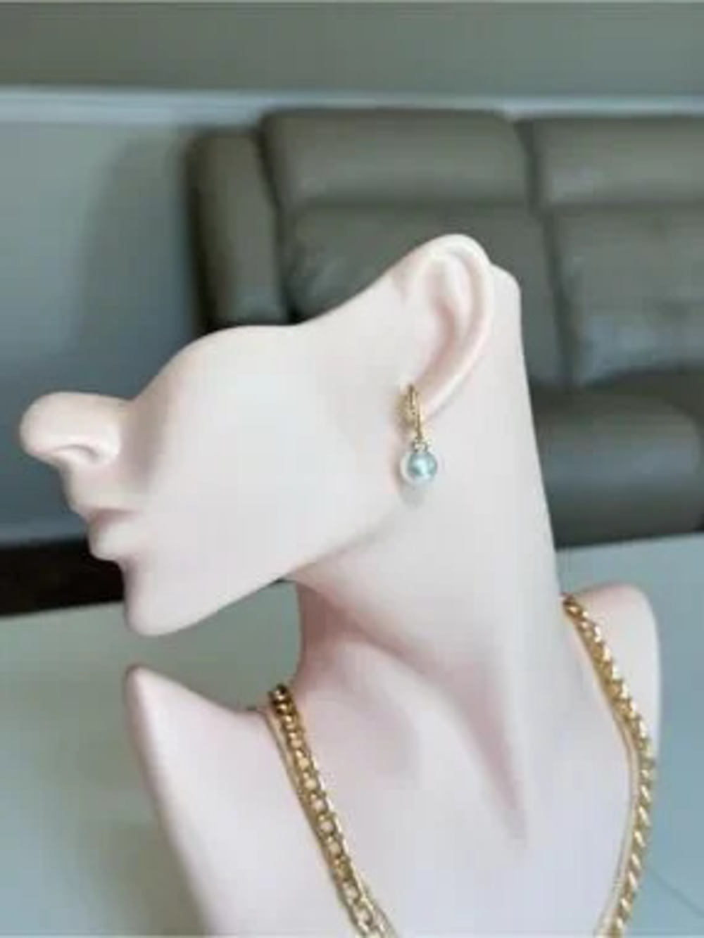 S925 Gold Tone Pearl Drop Earrings